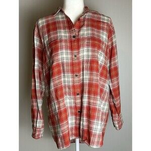 Women's Roots Canada (Small) Red Plaid Flannel Pocketed Button Front Shirt